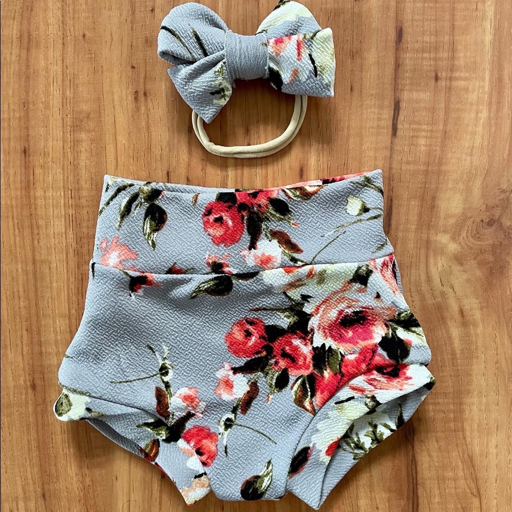 Bummie and bow set for baby girl